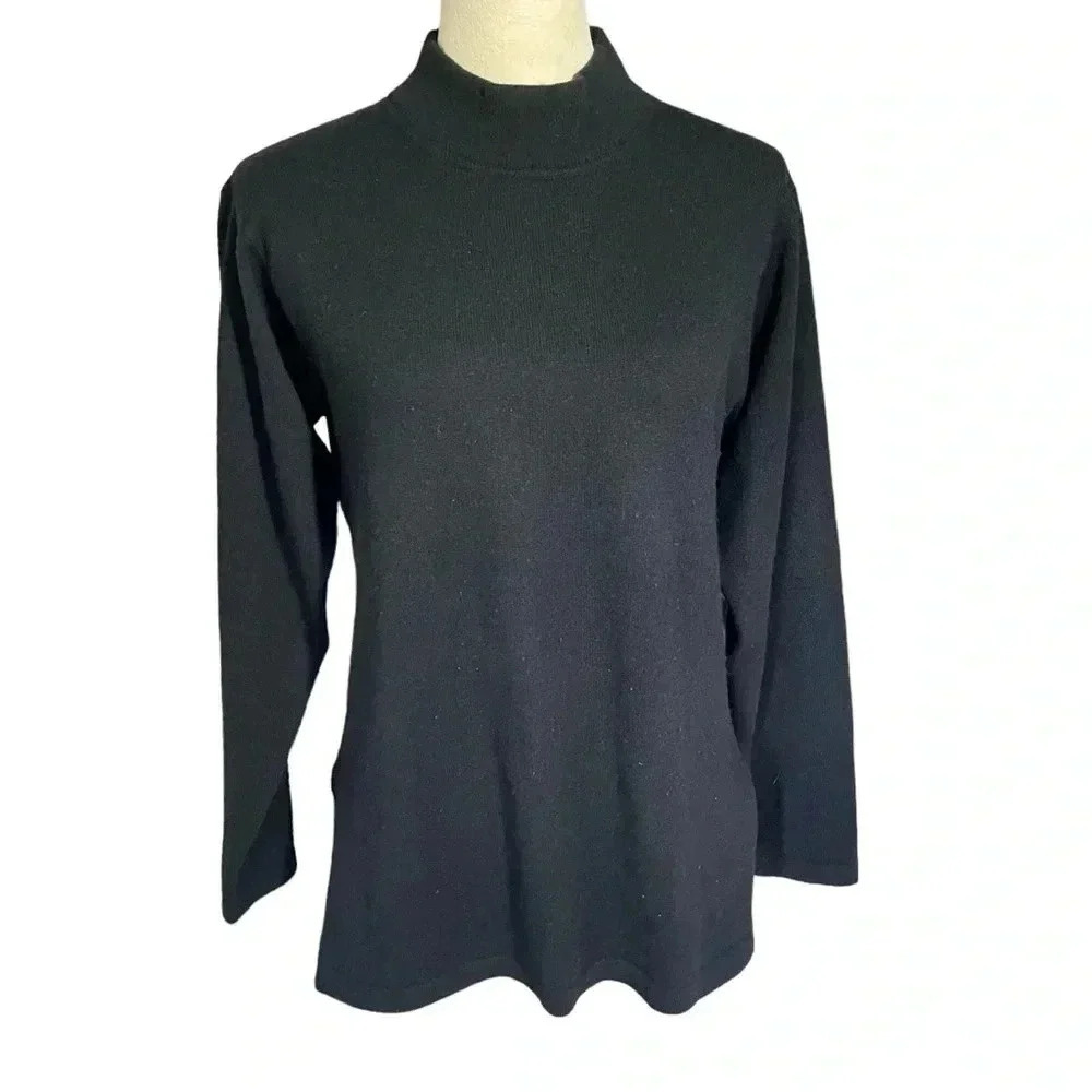Elizabeth‎ New York Pure Cashmere Turtleneck Black Sweater Women Size XS